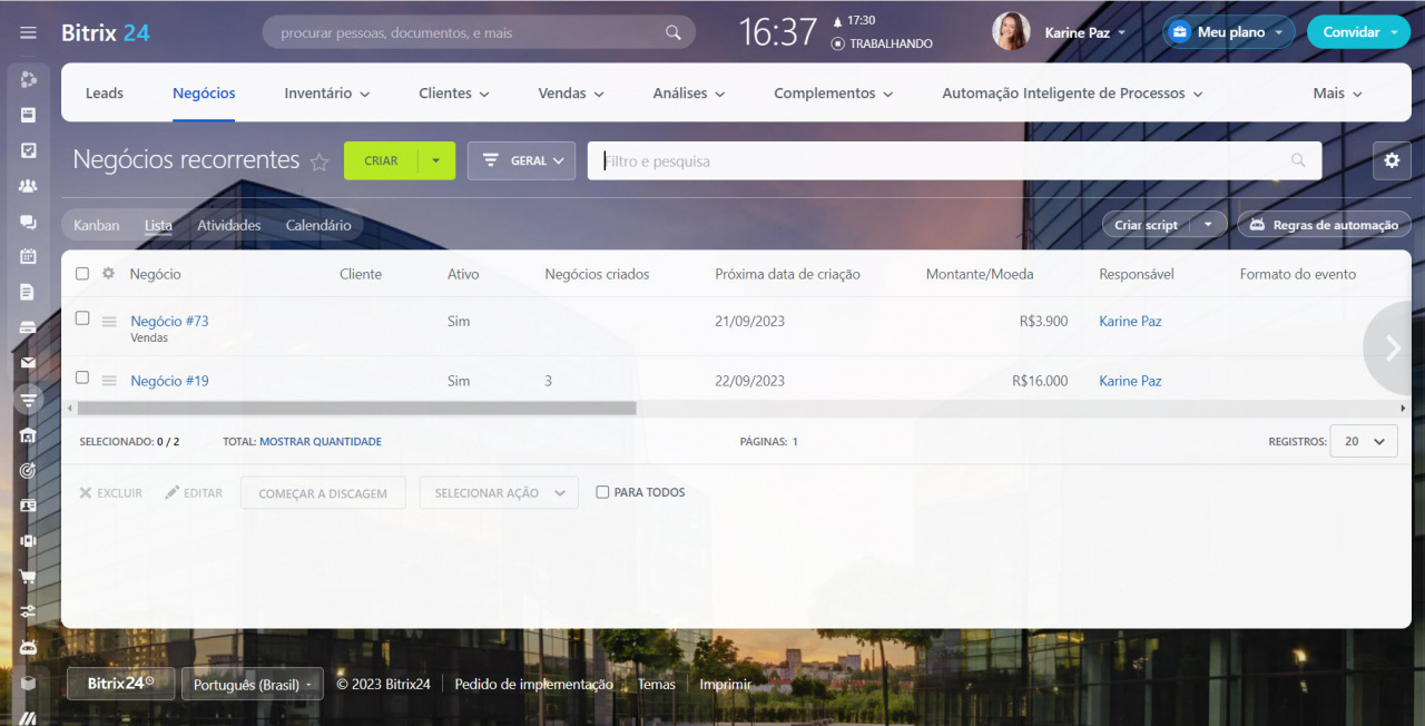 Negócios recorrentes no Bitrix24 CRM