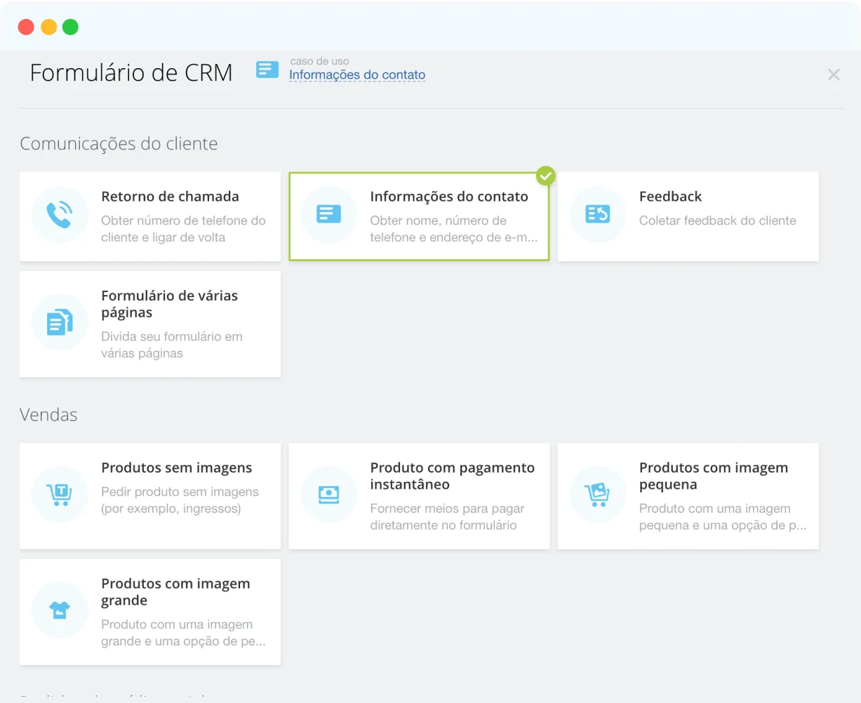 Formulários e landing pages