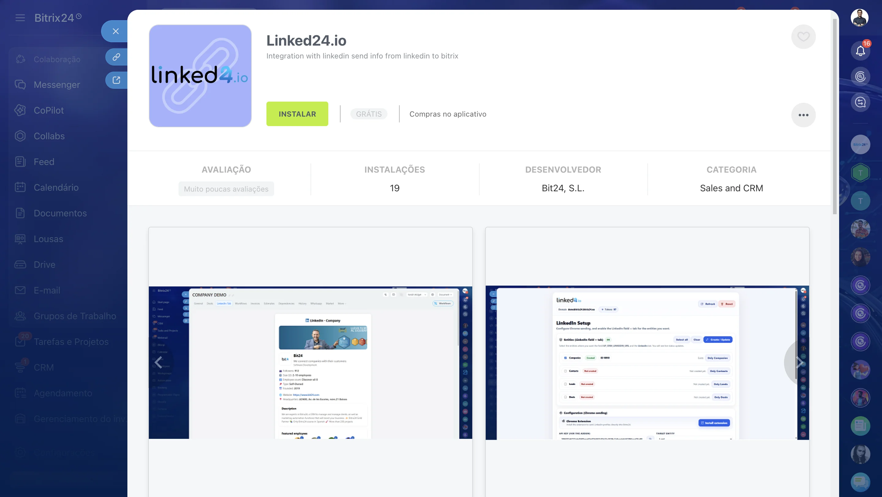 Aplicativo Linked24.io Aplicativo Linked24.io